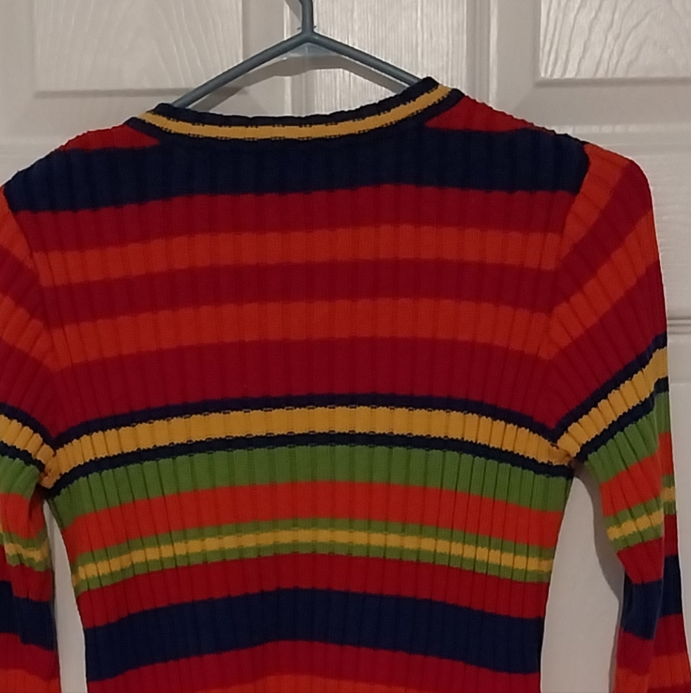 Colorful Striped V-Neck Sweater - Picture 5 of 5